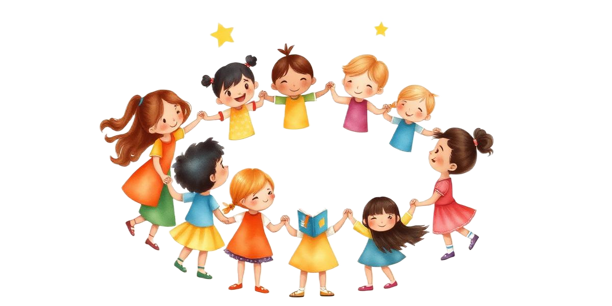 Desenho crianças de mãos dadas